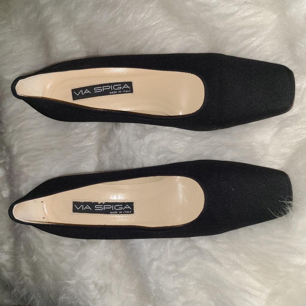 Via Spiga Size 9.5 Black Fabric Bell BlockHeels
